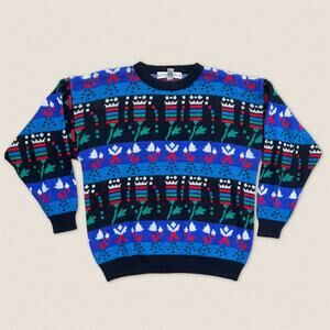 Vintage 90s Floral Tulips Funky Sweater Joan Harper - Plus Size 38 / 18 W